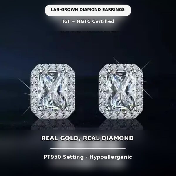 Hypoallergenic Lab Diamond Earrings